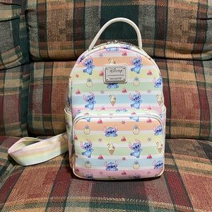 Loungefly Rainbow Stitch Convertible Mini backpack